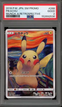 Pokemon Pikachu Scream Munch Retrospective JPN Full Art Promo 288/SM-P PSA 2 - Image 1