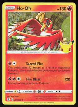 Ho-Oh 001/025 Rare Celebrations Pokemon Holo Lightly Played - Image 1
