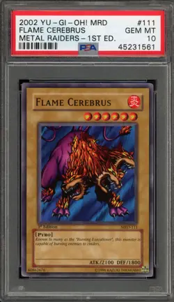 Yu-Gi-Oh! Flame Cerebus Metal Raiders 1st Edition MRD-111 PSA 10 Gem Mint - Image 1