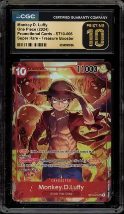 One Piece CCG Monkey.D.Luffy Super Rare Treasure Promo ST01-006 CGC 10 Pristine - Image 1