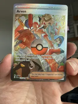Pokemon TCG Scarlet & Violet Arven Trainer Full Art SIR Holo Card 235/198 - Image 1