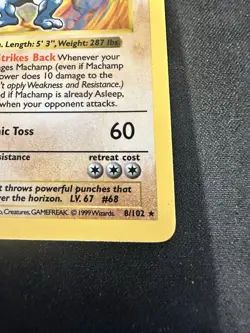 Pokemon Machamp Holo 1st Edition Shadowless Card Base Set 8/102 LP - Image 2
