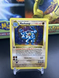 SHADOWLESS WOTC - Machamp 8/102 - Base Set - Holo Rare Pokemon Card VINTAGE - Image 1