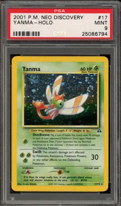 Pokemon Yanma Neo Discovery Unlimited Holo Rare #17 PSA 9 Mint - Image 1
