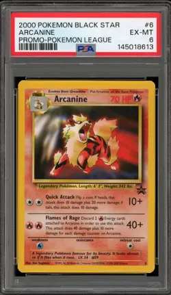 Pokemon Arcanine Pokemon League Black Star Promo #6 PSA 6 - Image 1