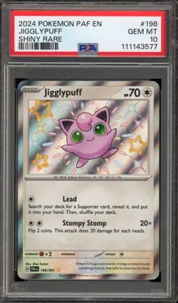 Pokemon Jigglypuff Paldean Fates Shiny Rare #198 PSA 10 Gem Mint - Image 1