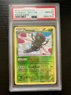 2016 POKEMON XY STEAM SIEGE YANMEGA 7/114 REVERSE HOLO FOIL PSA 10 💫 POP 2 💫 - Image 1