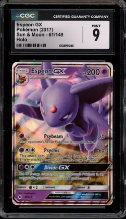 Pokemon Espeon GX Sun & Moon Holo Ultra Rare #61 CGC 9 Mint - Image 1
