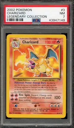 Pokemon Charizard Legendary Coll. NON Holo Rare #3 PSA 7 - Image 1