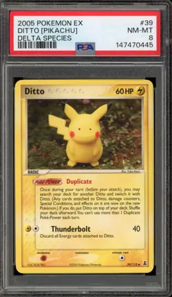 Pokemon Ditto [Pikachu] EX Delta Species #39 PSA 8 - Image 1
