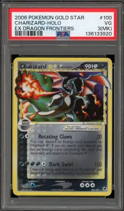 Pokemon Charizard Gold Star EX Dragon Frontiers Holo Rare #100 MK Marked PSA 3 - Image 1