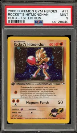Pokemon Rocket's Hitmonchan Gym Heroes 1st Edition Holo Rare #11 PSA 9 Mint - Image 1