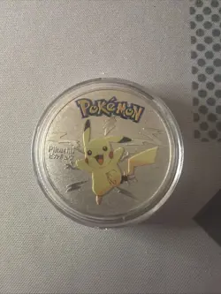 Pokemon Pikachu Sliver Plated Pokemon Coin With Protector - Image 1