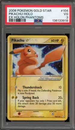 Pokemon Pikachu Gold Star EX Holon Phantoms Holo Ultra Rare #104 PSA 3 - Image 1