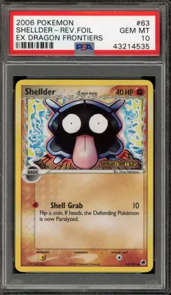 Pokemon Shellder EX Dragon Frontiers Reverse Holo #63 PSA 10 Gem Mint - Image 1