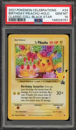 Pokemon Birthday Pikachu Celebrations Classic Coll. #24 PSA 10 Gem Mint - Image 1