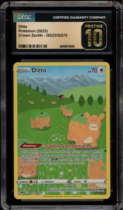 Pokemon Ditto Crown Zenith Galarian Gallery Full Art #GG22 CGC 10 Pristine - Image 1