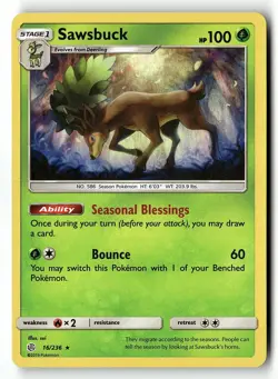 Sawsbuck 16/236 Holo Rare Cosmic Eclipse Pokemon Holo Near Mint - Image 1