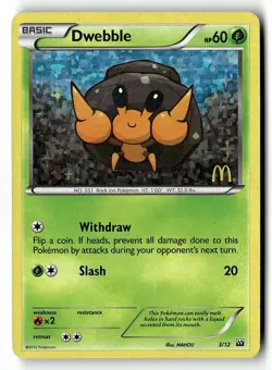 Dwebble 003/012 Holo Promo McDonald's Promos 2012 Pokemon Holo Heavily Played - Image 1