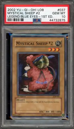 Yu-Gi-Oh! Mystical Sheep #2 Legend of Blue Eyes 1st Edition LOB-037 PSA 10 - Image 1
