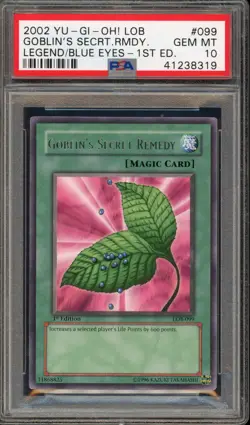 Yu-Gi-Oh! Goblin's Secret Remedy Legend of Blue Eyes 1st Edition LOB-099 PSA 10 - Image 1