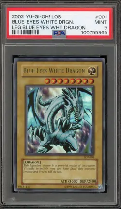 Yu-Gi-Oh! Blue-Eyes White Dragon Legend of Blue Eyes Unlimited LOB-001 PSA 9 - Image 1