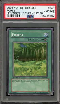 Yu-Gi-Oh! Forest Legend of Blue Eyes 1st Edition LOB-046 PSA 10 Gem Mint - Image 1
