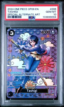 2024 ONE PIECE OP08 #006 TWO LEGENDS TASHIGI SP SPECIAL ALT ART PSA 10 GEM MINT - Image 1
