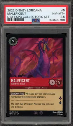 Disney Lorcana Maleficent D23 Expo Collector's Set 1st Edition 5/P1 PSA 8.5 - Image 1