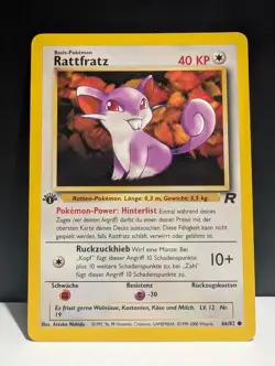 Pokemon Rattfratz 1.Edition 66/82, Rocket set, DE, Karte, TCG - Image 1