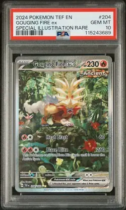 2024 POKEMON TEF EN-TEMPORAL FORCES #204 GOUGING FIRE EX PSA 10 - Image 1