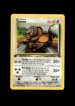 1999 Pokemon Jungle Unlimited 1st Edition: # 47 Tauros NR-MINT - Image 1