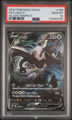 2022 POKEMON SWORD & SHIELD SILVER TEMPEST #186 FULL ART/LUGIA V PSA 10 - Image 1