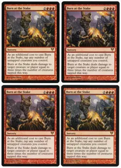 Burn at the Stake x4 4x 2012 Avacyn Restored PLAYSET Red Rare Sorcery MTG NM AZ2 - Image 1