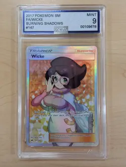 Wicke Pokemon Sun and Moon Burning Shadows AGS Mint 9 #147 - Image 1