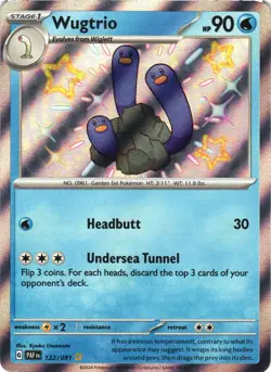 WUGTRIO 122/091 SHINY RARE PALDEAN FATES POKEMON NEAR MINT - Image 2