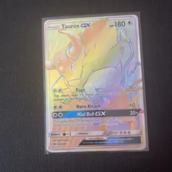Pokemon TCG Tauros GX Rainbow Secret Rare Card 156/149 Sun & Moon - Image 1