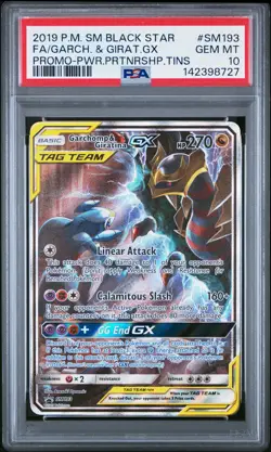 2019 Pokemon Black Star Garchomp & Giratina Gx #SM193 PSA 10 Power Prtnrshp Tins - Image 1