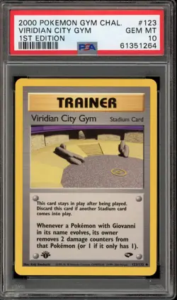 Pokemon Viridian City Gym Gym Challenge 1st Edition #123 PSA 10 Gem Mint - Image 1