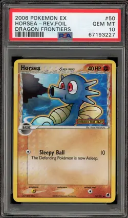 Pokemon Horsea EX Dragon Frontiers Reverse Holo #50 PSA 10 Gem Mint - Image 1