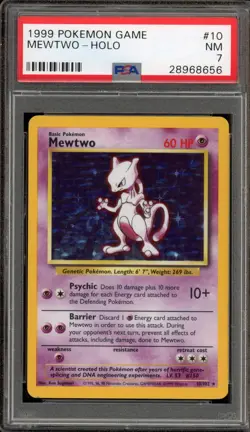 Pokemon Mewtwo Base Set Unlimited Holo Rare #10 PSA 7 - Image 1