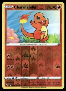 Charmander 023/185 Reverse Holo Common 2020 Vivid Voltage Pokemon LP - Image 1
