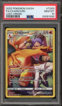 Pokemon Charizard Lost Origin Trainer Gallery Full Art #TG03 PSA 10 Gem Mint - Image 1
