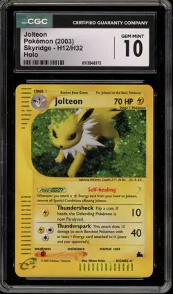 Pokemon Jolteon Skyridge Holo Rare #H12 CGC 10 Gem Mint - Image 1