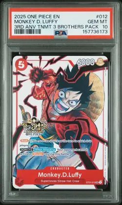 2025 ONE PIECE 3RD ANNIVERSARY TOURNAMENT 3 BROTHERS PACK MONKEY D. LUFFY PSA 10 - Image 1