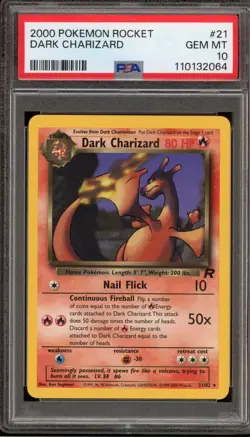 Pokemon Dark Charizard Team Rocket Unlimited NON Holo Rare #21 PSA 10 Gem Mint - Image 1