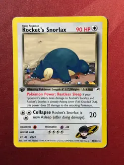 ROCKET'S SNORLAX 34/132 Gym Heroes 1st EDITION rare Pokemon TCG card MP-LP - Image 1