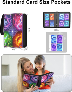 4-Pocket Card Binder for 440 Cards with Removable Sleeves and Zippered Closure - Image 5