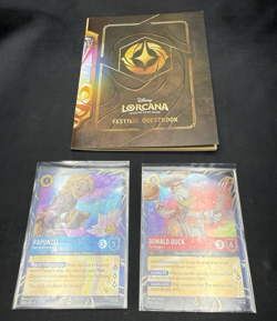2026 LORCANA EPCOT PROMO RAPUNZEL AND DONALD DUCK CARDS & FESTIVAL QUESTBOOK - Image 1