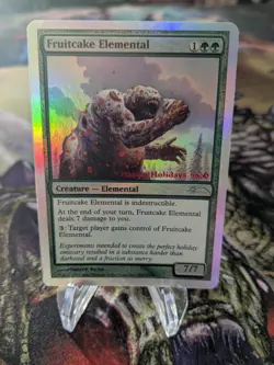 MTG MAGIC FRUITCAKE ELEMENTAL FOIL PROMO HAPPY HOLIDAYS 2006 NEVER PLAYED CARD - Image 2